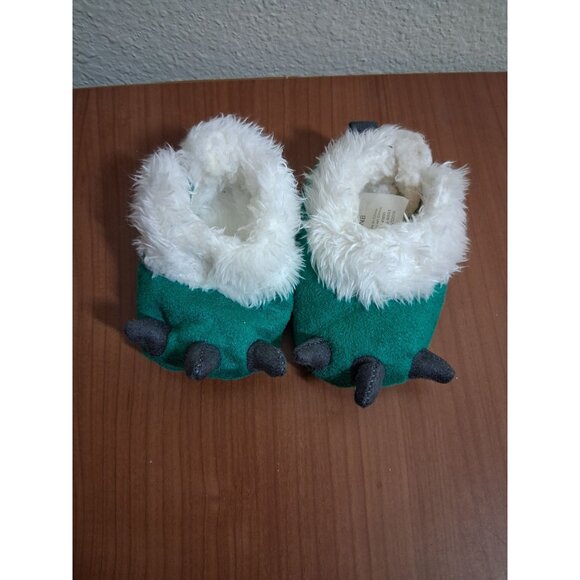 Carter's Monster Slippers Fleece Lined Green Baby Infant Unisex Newborn - Picture 1 of 3